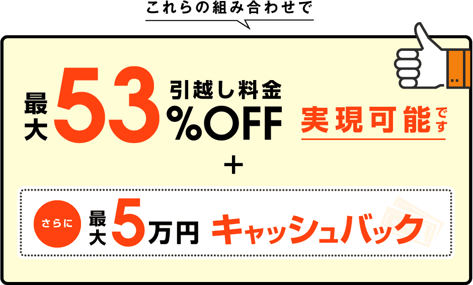引越し料金最大53%OFF実現可能